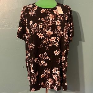 Lovely Black Floral Scoopneck Blouse
